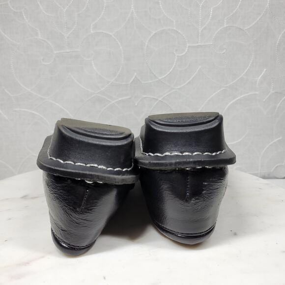 Vintage Alegria Belle Mary Jane Shoes Womens 8.5 Black Crinkle Leather Pumps - Picture 5 of 15